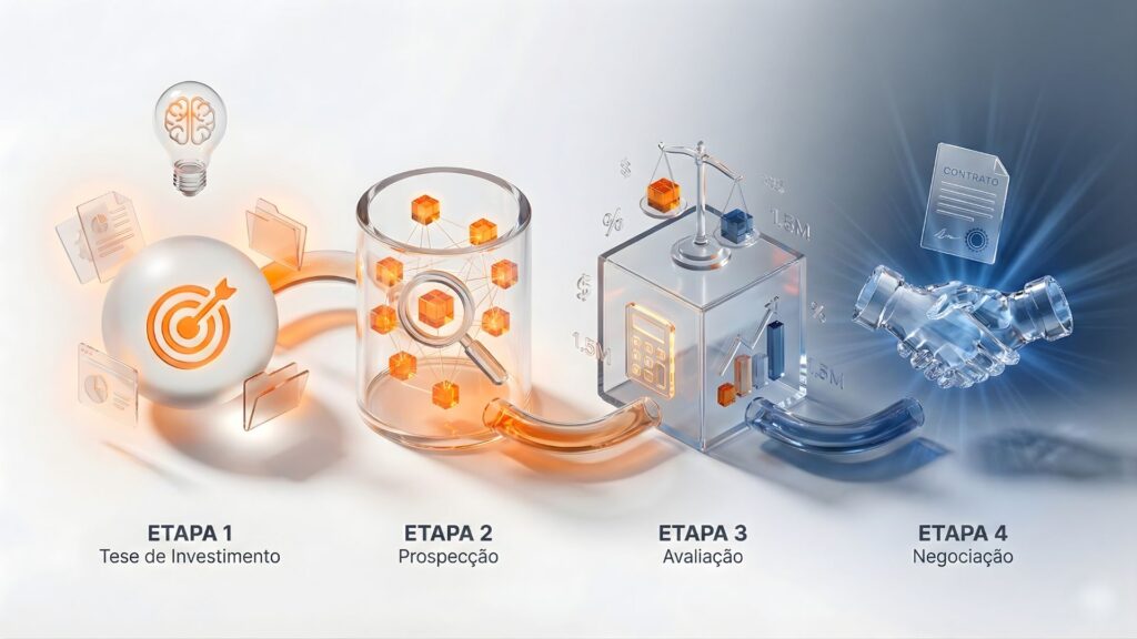 4 etapas do processo M&A Buy-Side: da tese de investimento ao fechamento