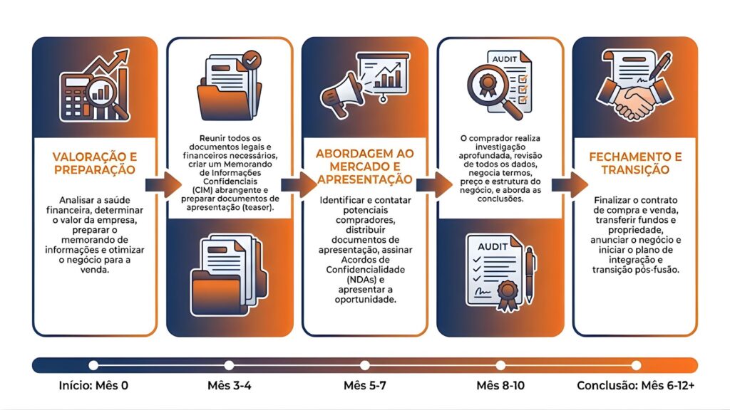 Infográfico 5 etapas para vender minha empresa - processo M&A completo